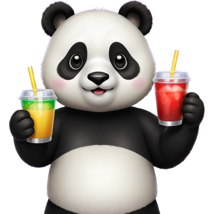 A panda holding a cup of punch, looking excited under disco lights.



















 emoji