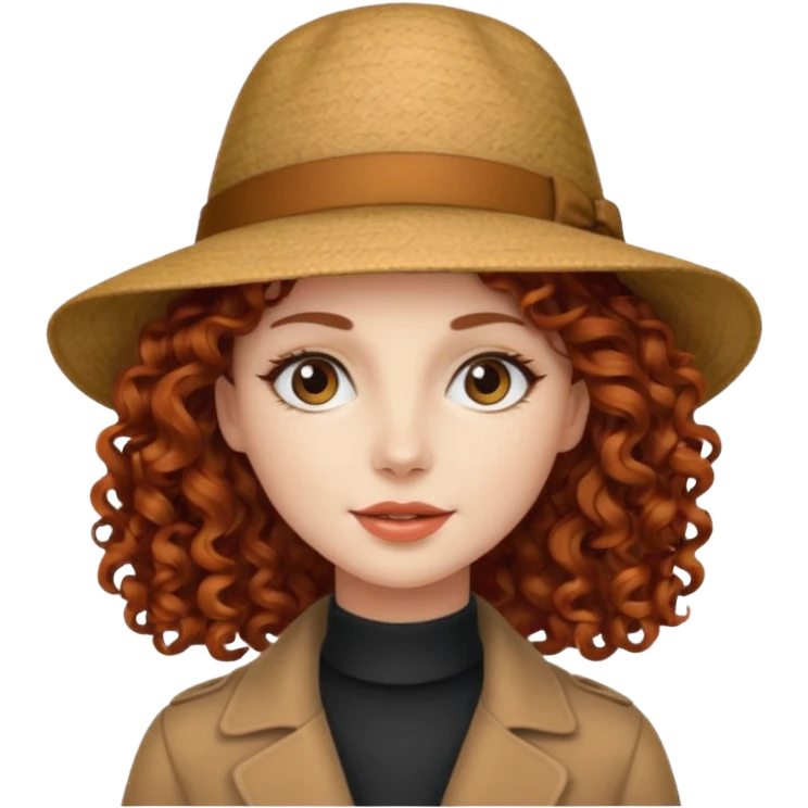 a woman with hat and have long curly hair emoji