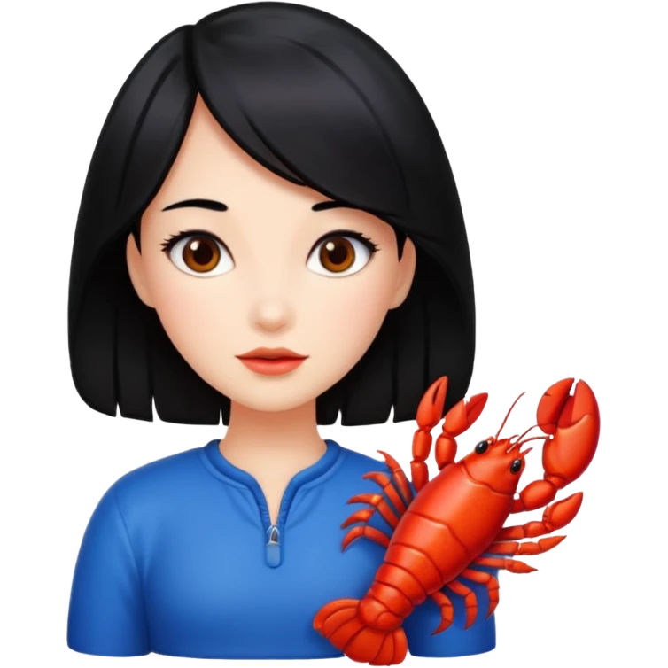 Generate an emoji for “lobster girl” make it cute. She has black hair emoji