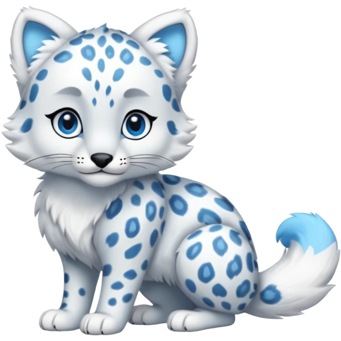Shiny Snow-Leopard-Amaura-Arctic-Fox-fusion-hybrid, full body  emoji