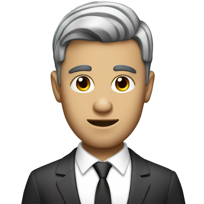 Man with modern hair cut wearing a suit standing emoji