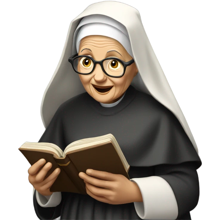 Old nun reading the holy Bible scriptures  emoji