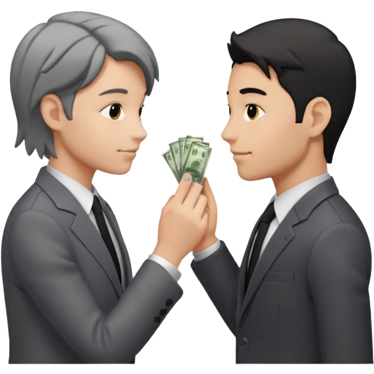 side profiles of two people exchanging money emoji