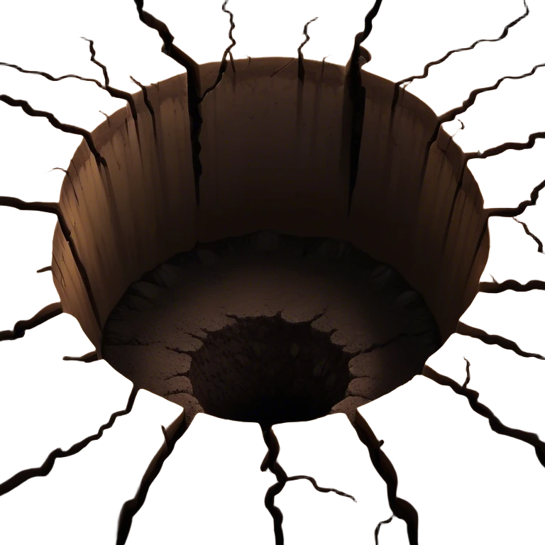A deep hole in the ground, symbolizing a gap or depression emoji