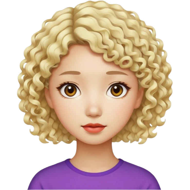 modern Asian girl, short curly light blonde hair, colorful and artistic, graphic design emoji