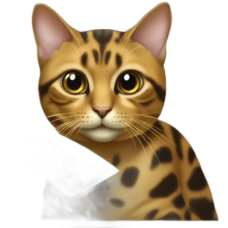 tortoise shell cat with 50 euro bill in her mouth emoji