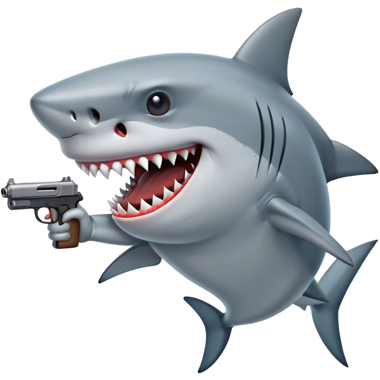 a shark with a gun in his mouth emoji