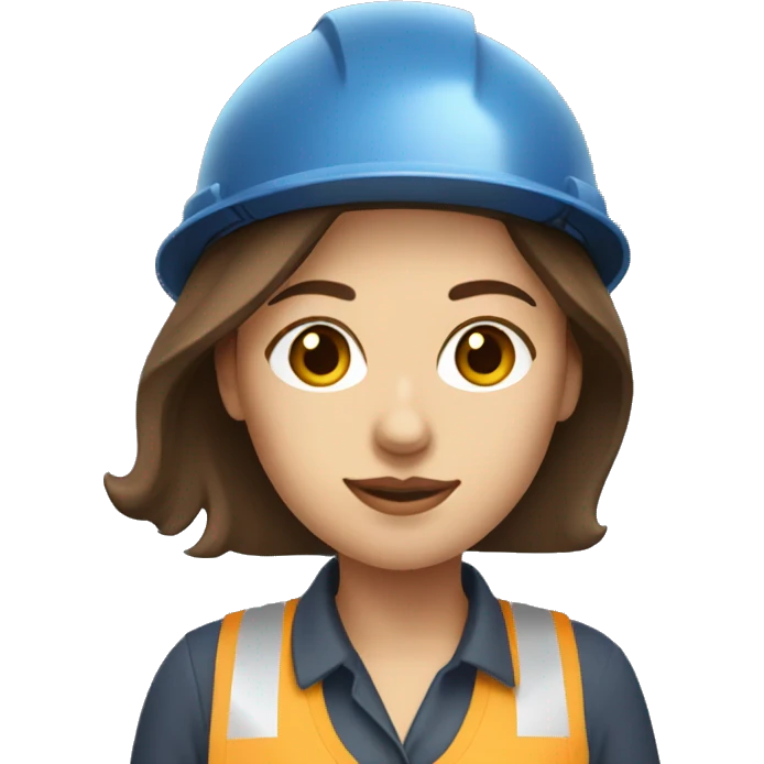 woman profession architect ,with brown hair and brown eyes, holding blueprints  emoji