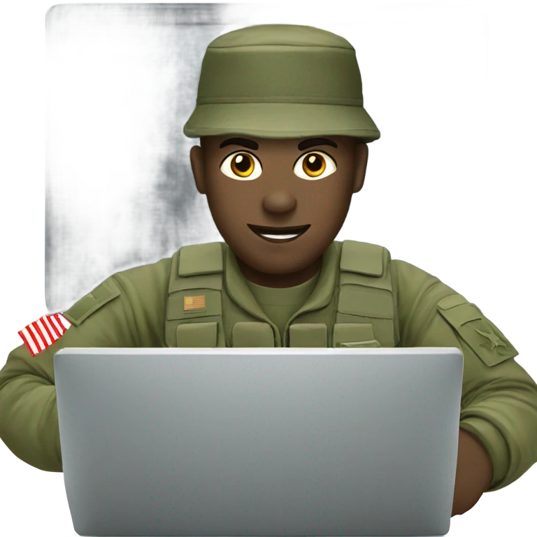Army man playing on the computer emoji