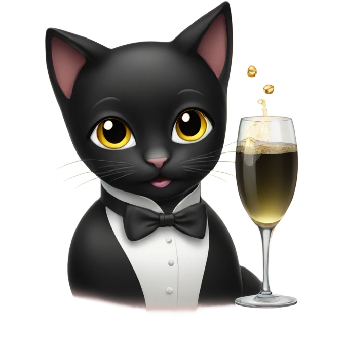 Black cat drinking champagne emoji