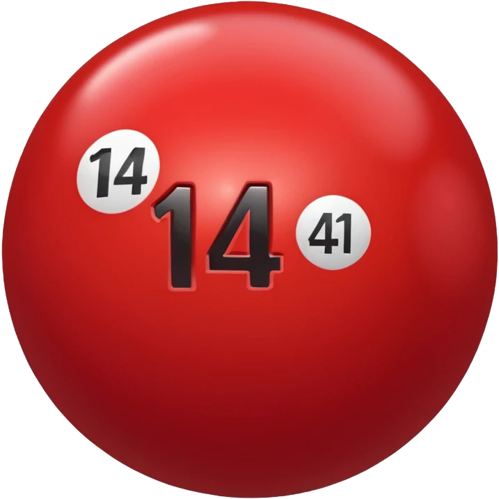 The number 14 on a red pool ball emoji