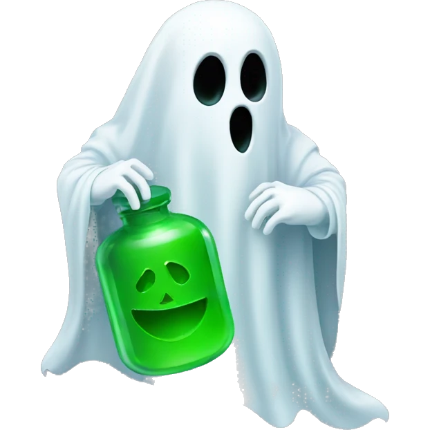 ghost holding green pill emoji