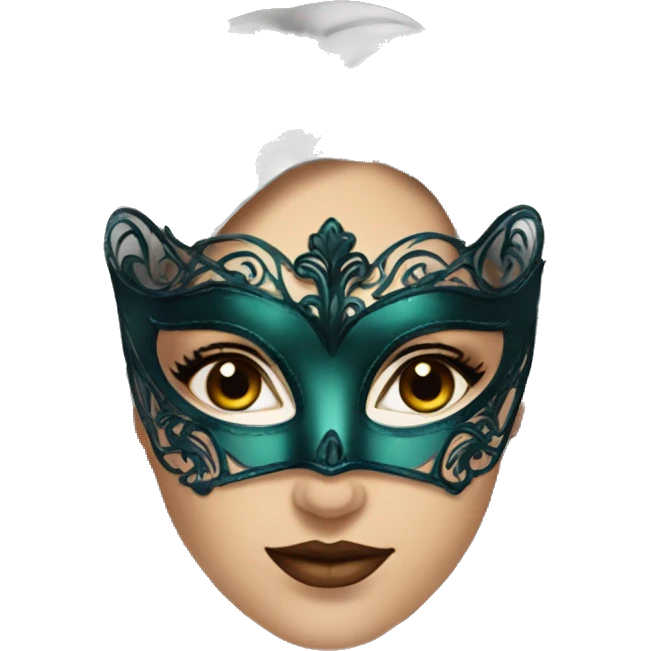 Masquerade beautiful brunette in a mask emoji