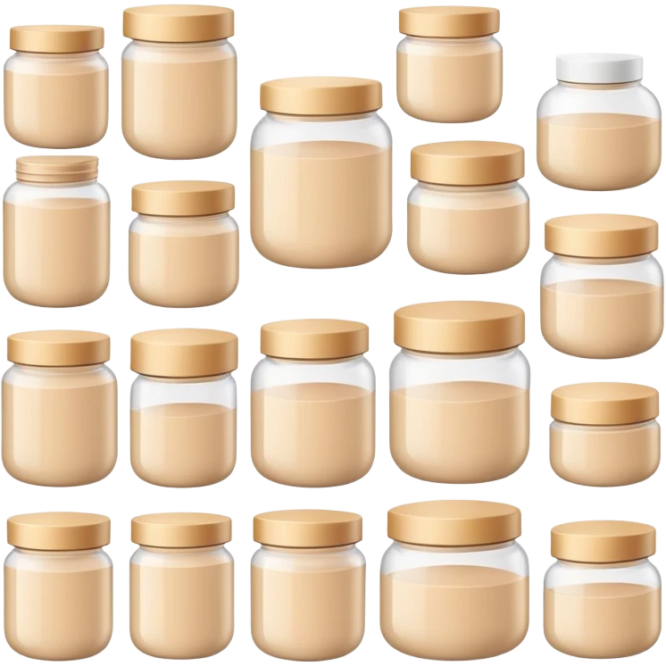 Beige care cosmetics jars Transparent, many different emoji
