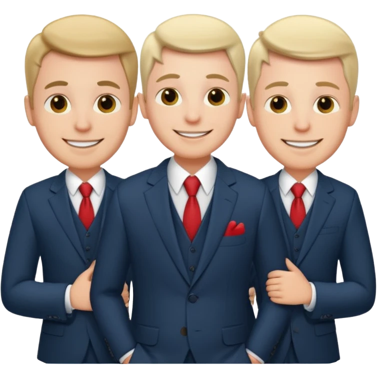 Three white men heads with love emoji