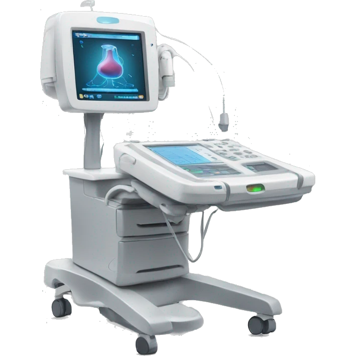 Ultrasound machine with probe and gel emoji