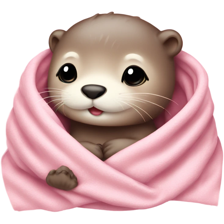 Cute cozy otter in baby pink blanket  emoji