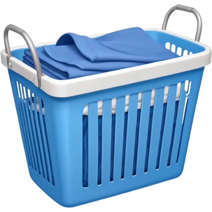 white LAUNDRY BASKET WITH FOLDED blue CLOTHES emoji