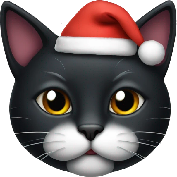 Black Cat wearing a XMAS hat  emoji