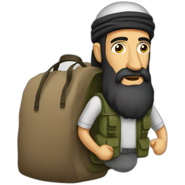 Ben Laden avec un sac à dos emoji