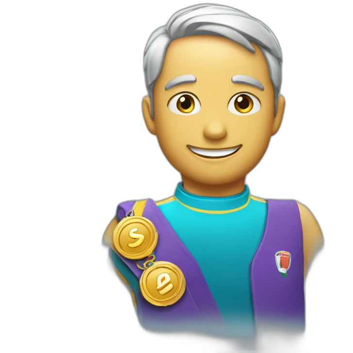 número dos do coler celeste con una medalla de ganador emoji
