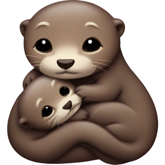 Cuddling cute otters emoji