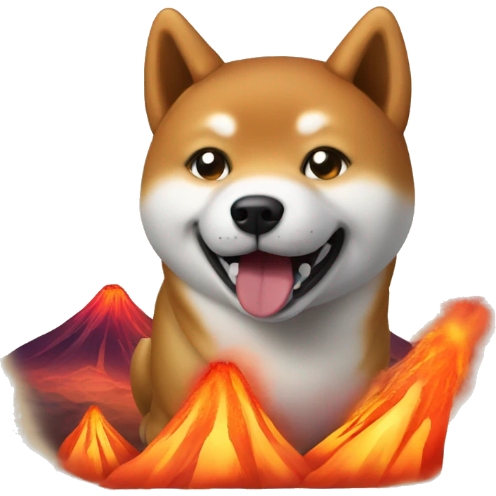 Shiba inu with volcano emoji