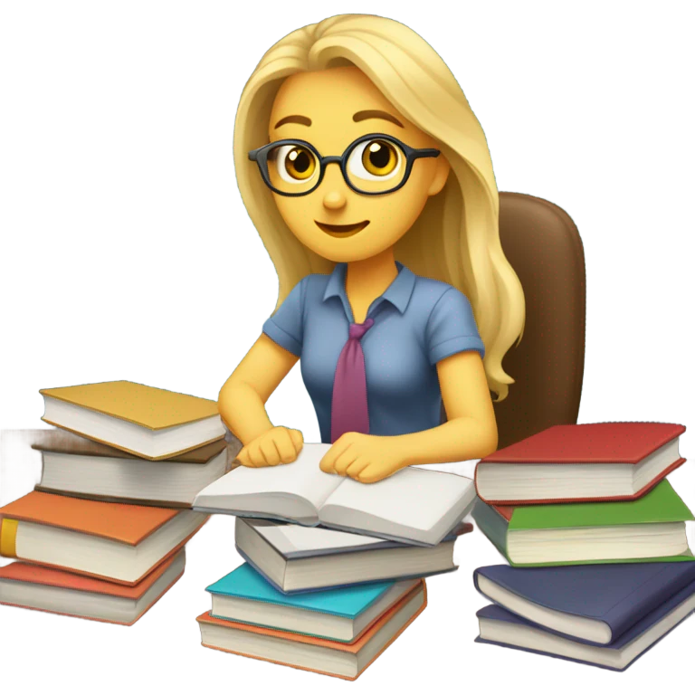 A Blonde girl studying  emoji