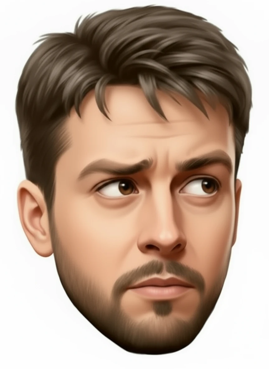 нарисуй этого человека в такой же позе, чтобы он смотрел глазами  в правый нижний угол, относительно зрителя, без фона emoji