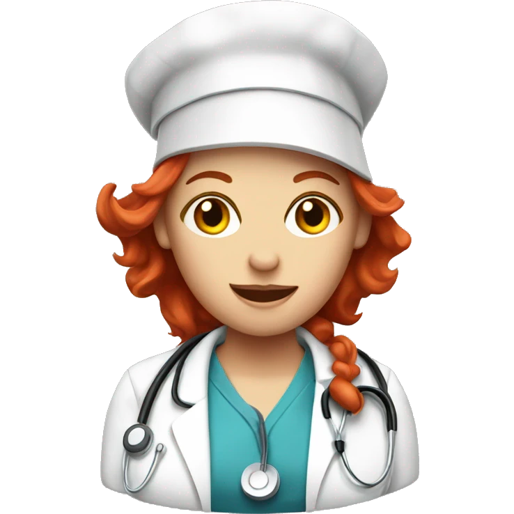 A crazy nurse with crazy hat and red hair emoji