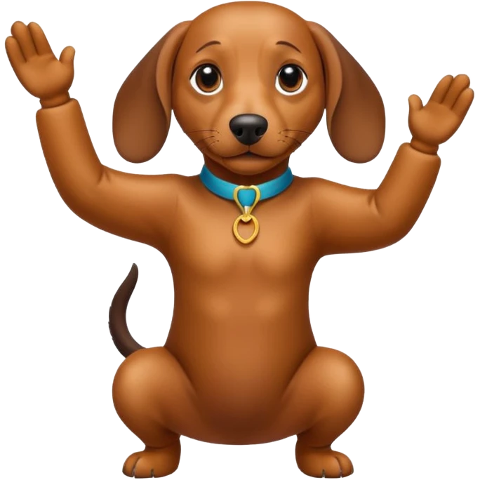 Create a dachshund doing a dab move emoji