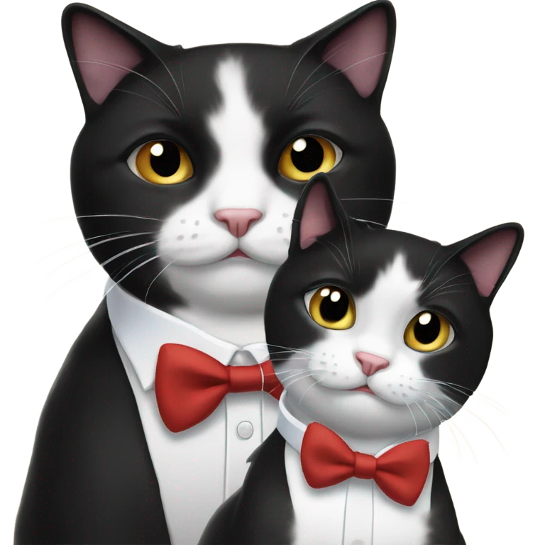 3 different black and white tuxedo cats emoji