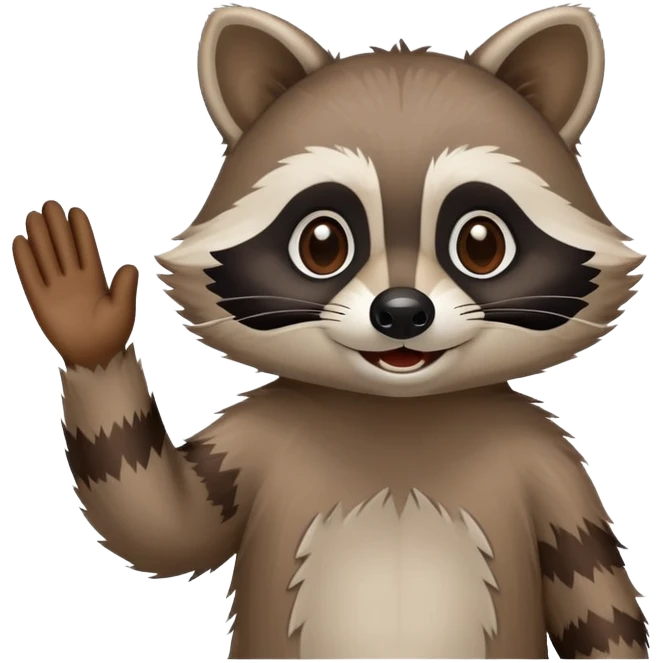 raccoon waving hello emoji