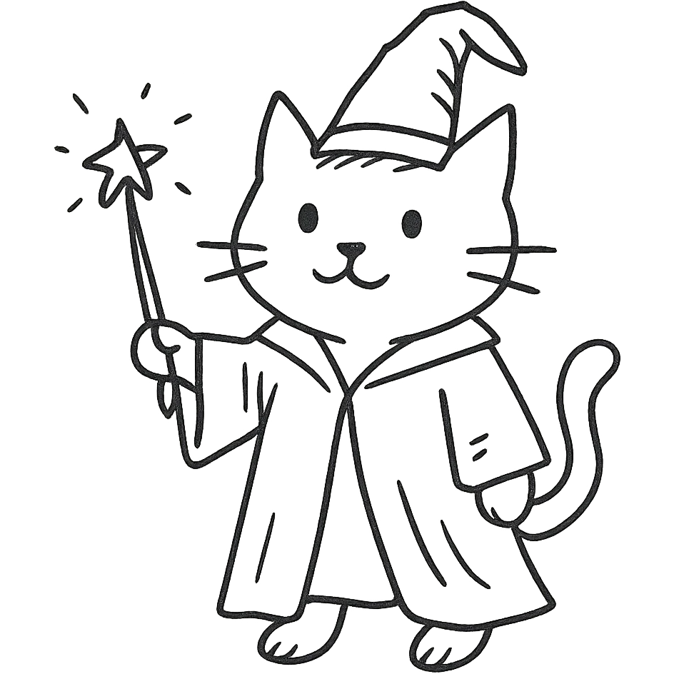 cat wizard holding a wand emoji