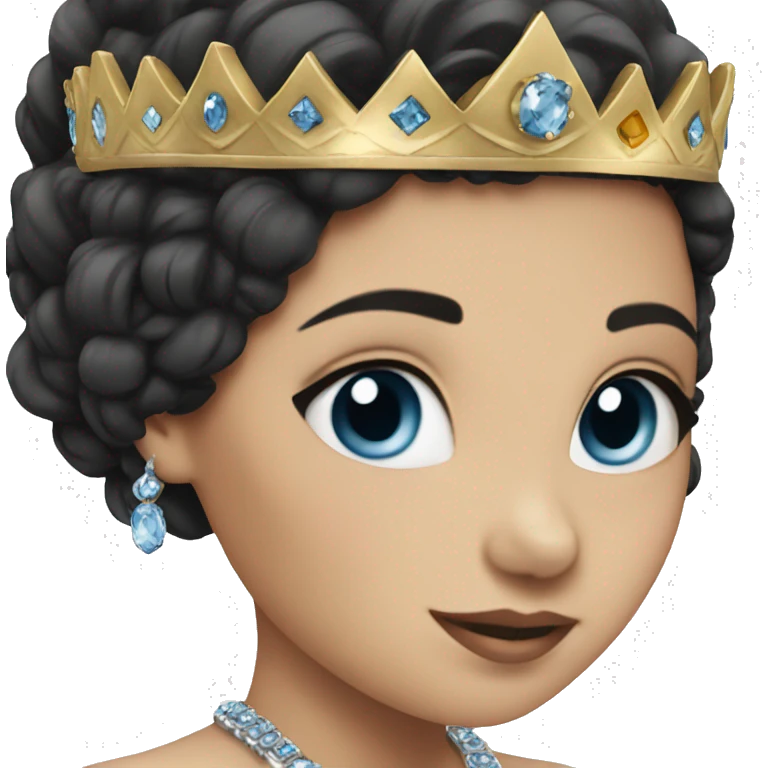 girl with black hair jewelry blue eyes and crown emoji