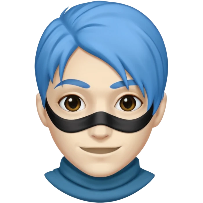blue haired criminal with robber mask and smirk emoji