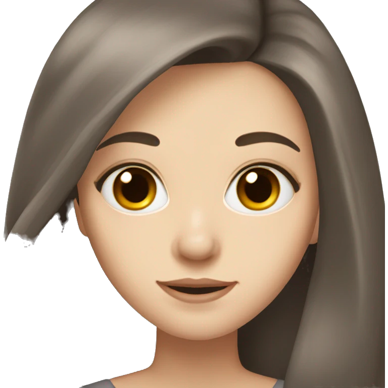 A pretty girl with long dark brown hair, pale skin, brown eyes emoji