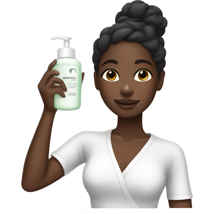 A black girl doing her skin care emoji