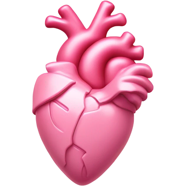 Pink anatomical heart pastel pink with pink bow on top emoji