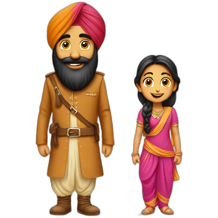 Sardaar man with girl in punjabi suit emoji