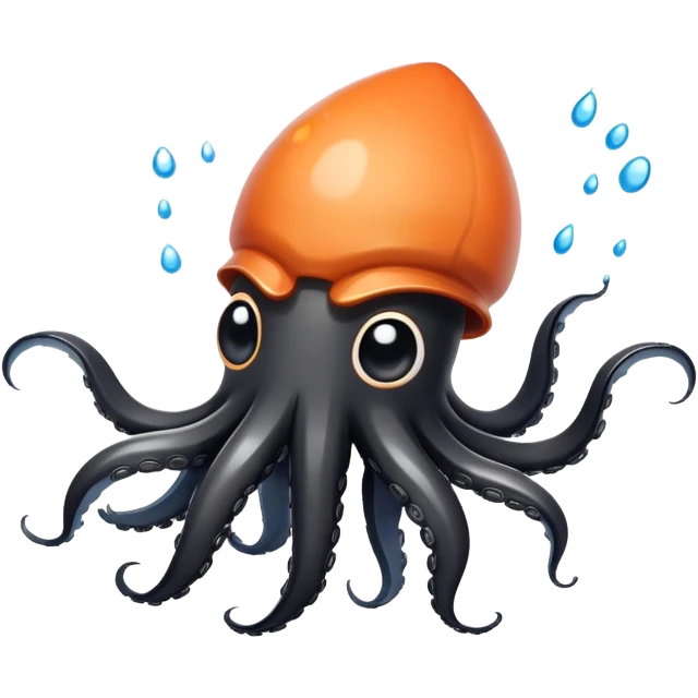 A cute squid squirting black ink emoji