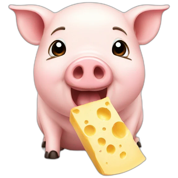 little pig eating cheese emoji