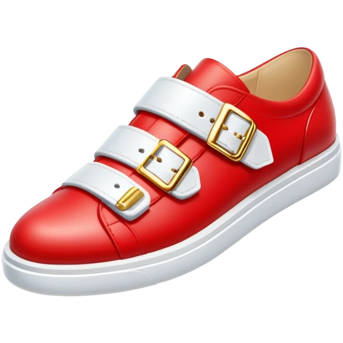 Sonic the Hedgehog's red shoes with white strap and gold buckle emoji