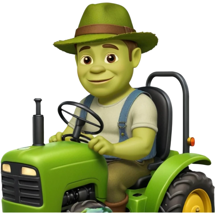 Shrek in tractor emoji