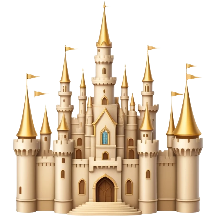 Beige Fantasy castle with golden spires and cream colored walls emoji
