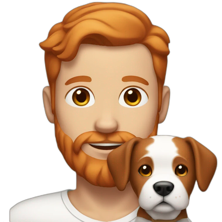 Red haired white man with brown dog no beard emoji