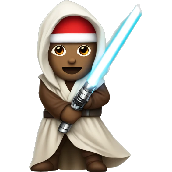 Star Wars Jedi with a light saber wearing a Santa hat emoji