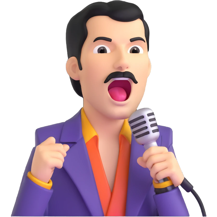 Freddie Mercury singing with microphone emoji