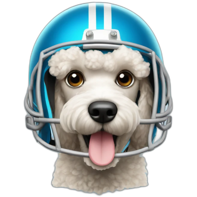Poodle wearing a football helmet emoji