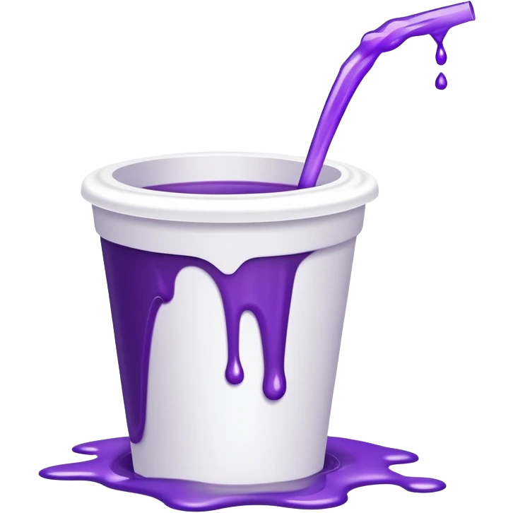 white styrofoam cup with purple liquid spilling out of it emoji